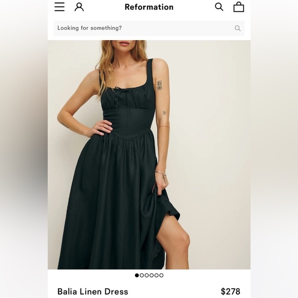 NWT Reformation Balia Linen Sleeveless A Line Midi Dress Black - Picture 16 of 16